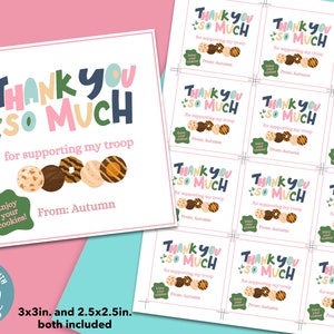 Girl Scout Thank You Tags Thank You For Supporting Our Troop Girl Scout Cookie Thank You Girl Scout Tags Girl Scout Cookies image 1
