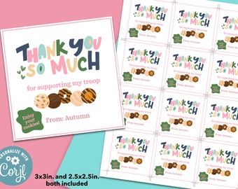 Girl Scout Thank You Tags- Thank You For Supporting Our Troop- Girl Scout Cookie Thank You - Girl Scout Tags - Girl Scout Cookies