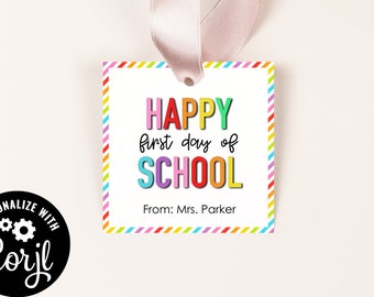 Happy First Day of School Tag-First day of school sticker-Back to school tag