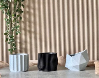 Set of 3 smal  3D printed planters pots l minimal, authentic, modern and trendy - 8.5cm diameter