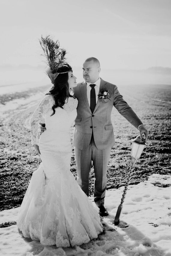 MEGAN Lace Mermaid Wedding Dress, Long Sleeves, Open Back - Etsy