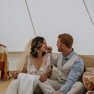 Merces Wedding Dress with Long Sleeve Lace Wedding Dress Bohemian Lace Wedding Dress with Open/Close Back Chiffon Autumn Bridal Dress l Gown
