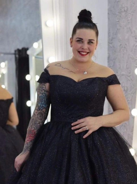 Black Sparkly Wedding Dress, Off-shoulder Glitter Bridal Gown - Etsy Black Sparkly Wedding Dress, Off-shoulder Glitter Bridal Gown - Etsy