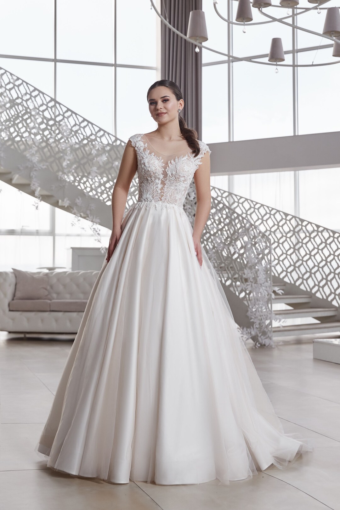 Abby strapless nude and ivory wedding gown s8