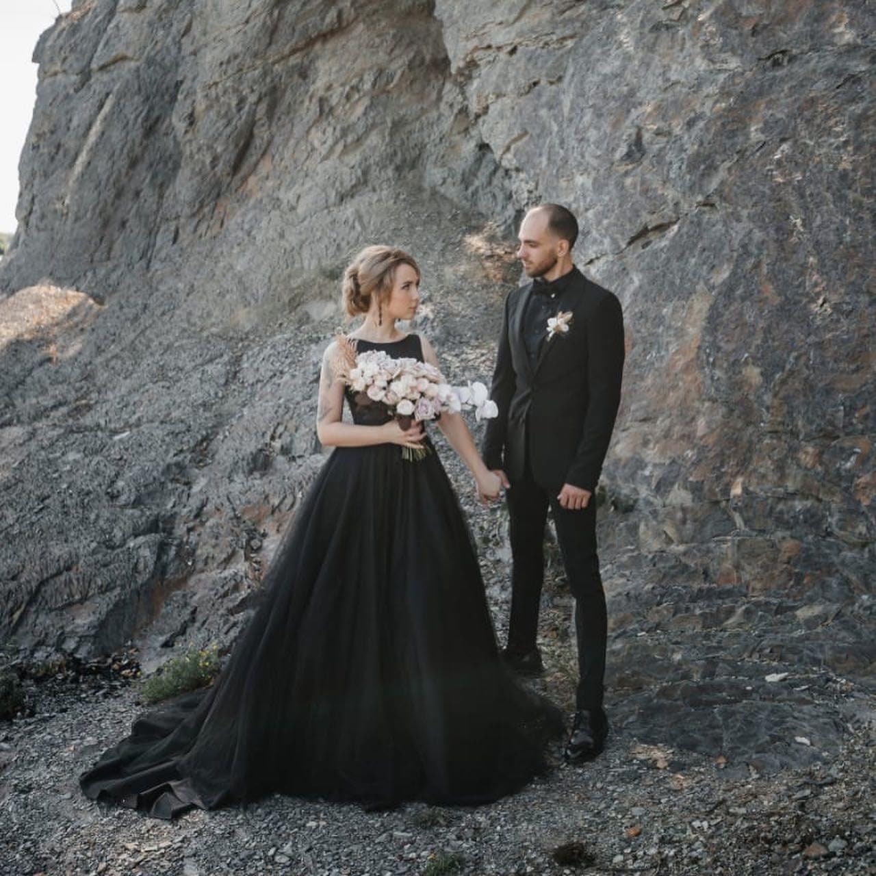 Black Wedding Dress Dark Fairytale Dress Halloween Bride