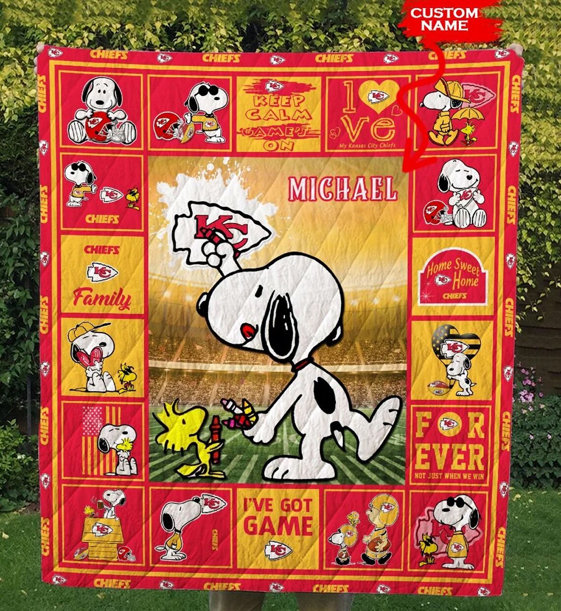 Snoopy The Peanuts Kansas City Chiefs Quilt Kansas City Etsy