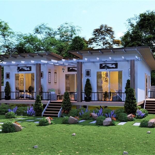 GRANNY FLAT Small and Tiny Home Design 62m2/ 670 Sq. Feet Country 2 Bed