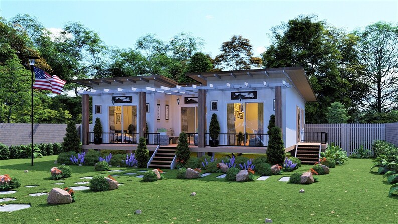New Modern Tiny House Plan 2 Bed Room & 1 1/2 Bathroom With - Etsy