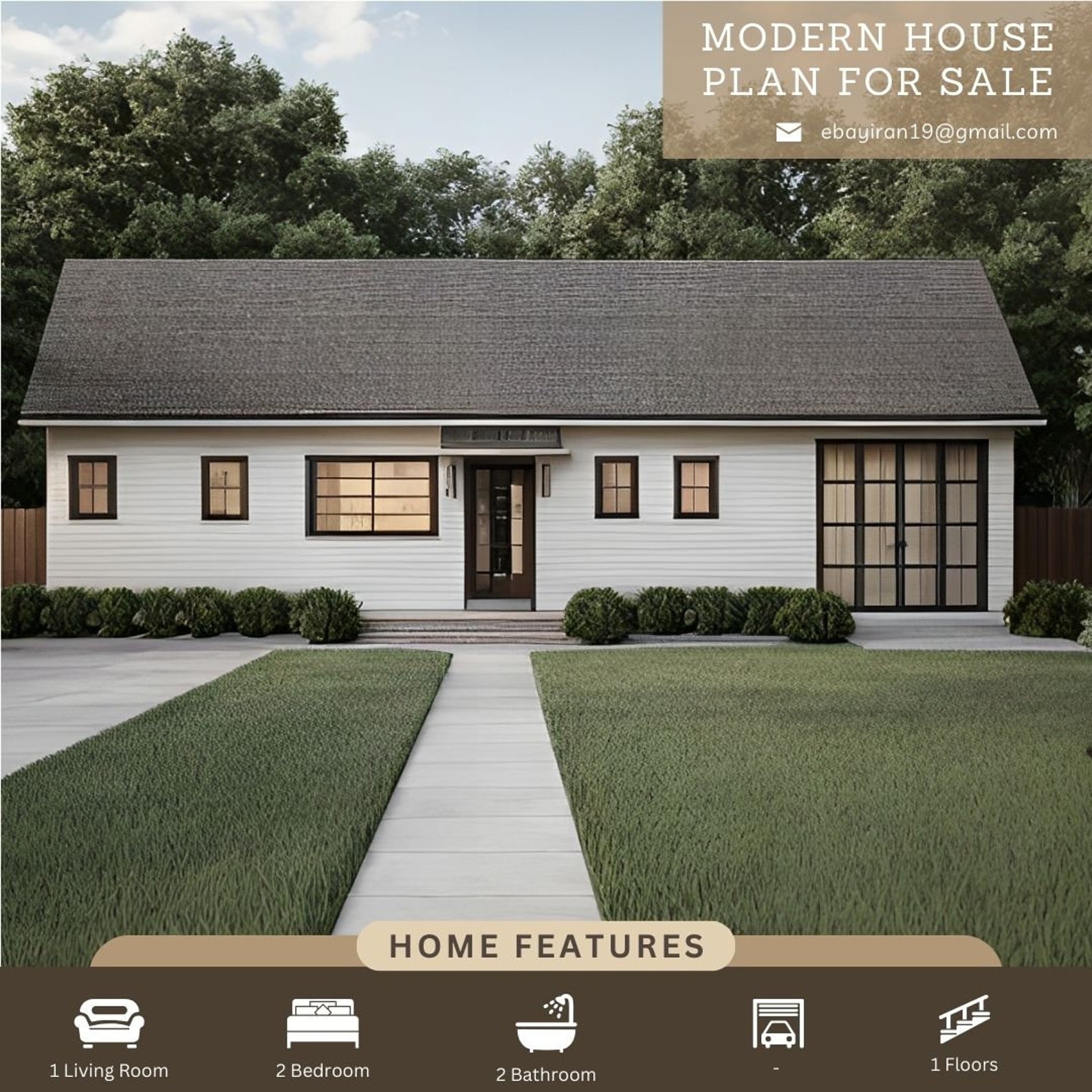 Custom Modern Cabin House Plan 2 Bedroom & 2 Bath Room With Original ...