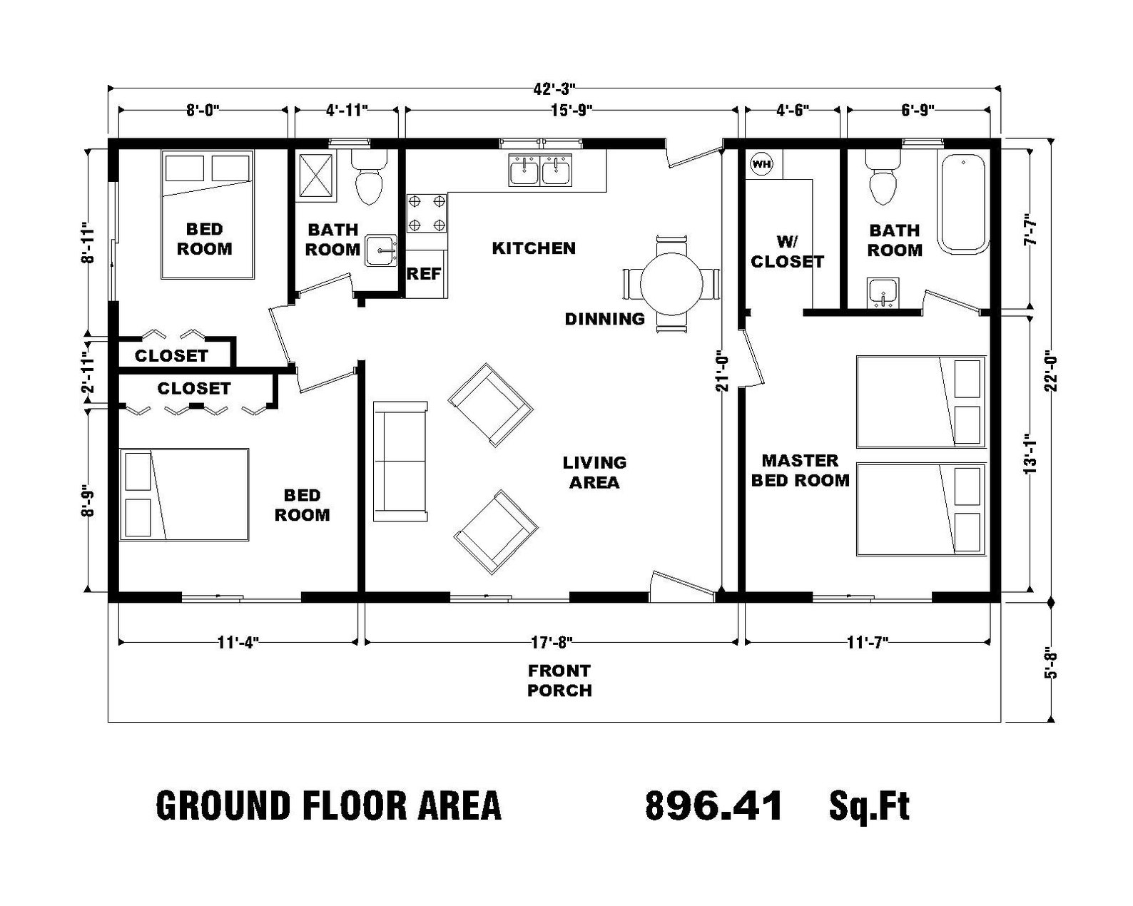 Custom Modern House Plan 3 Bedroom & 2 Bathroom With Original CAD File ...