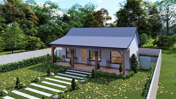 Modern Tiny House Plans 2 Bedroom & 2 Bathroom With Free - Etsy