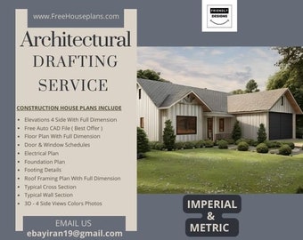 Custom Architectural House Plan Service with Free Oragnal CAD File