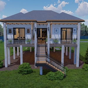 Custom 1032 sq. ft. Tiny Cottage House Plan 2 Bedroom & 2  1/2 Bathroom  with Free Original CAD file