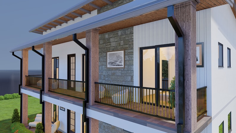 Image showcasing Custom Flat Roof Apartment House Plan 6 Bedroom & 4 Bathroom - Etsy
