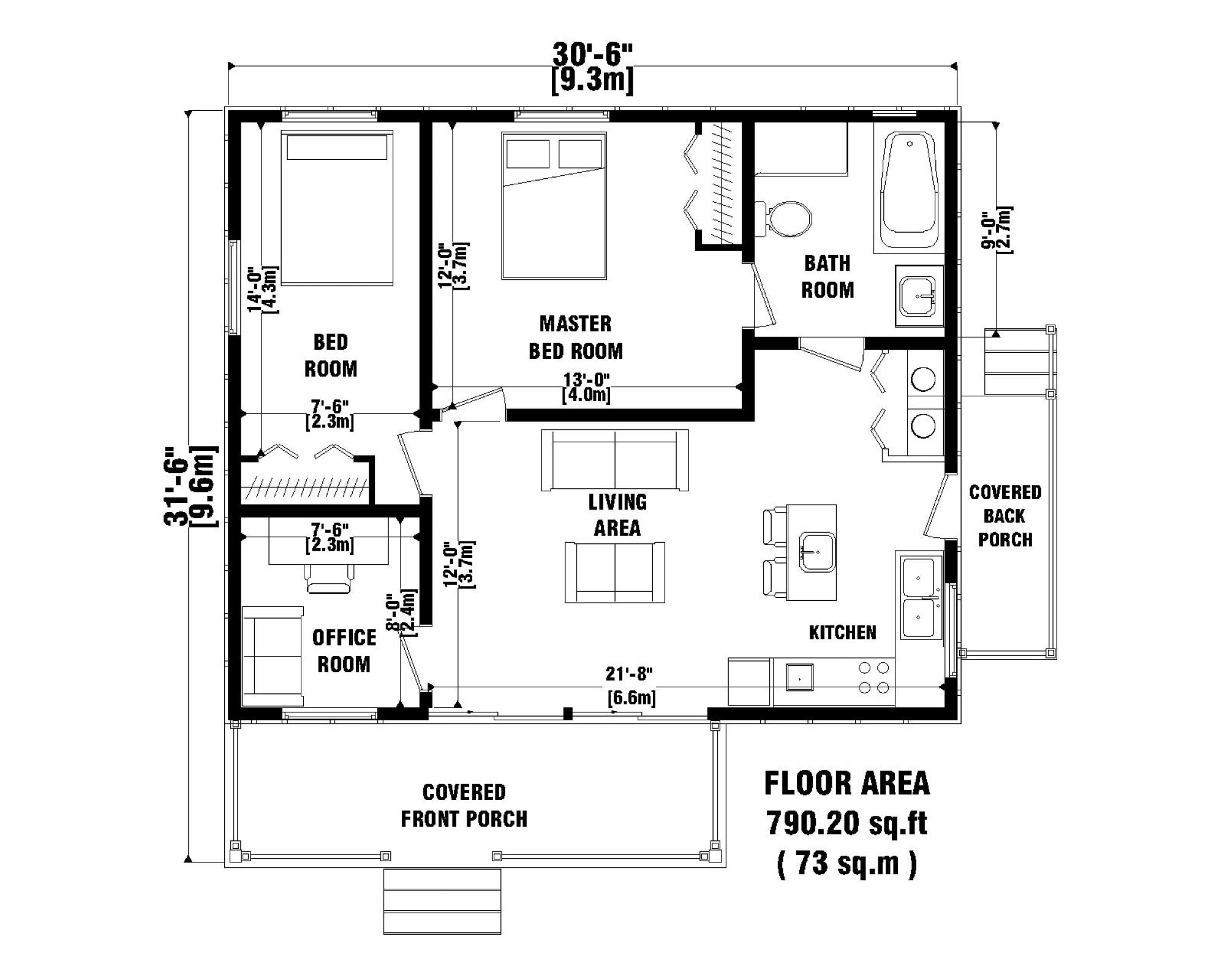 Custom Cabin House Plans 2 Bed Room 1 Office Room & 1 Bath - Etsy