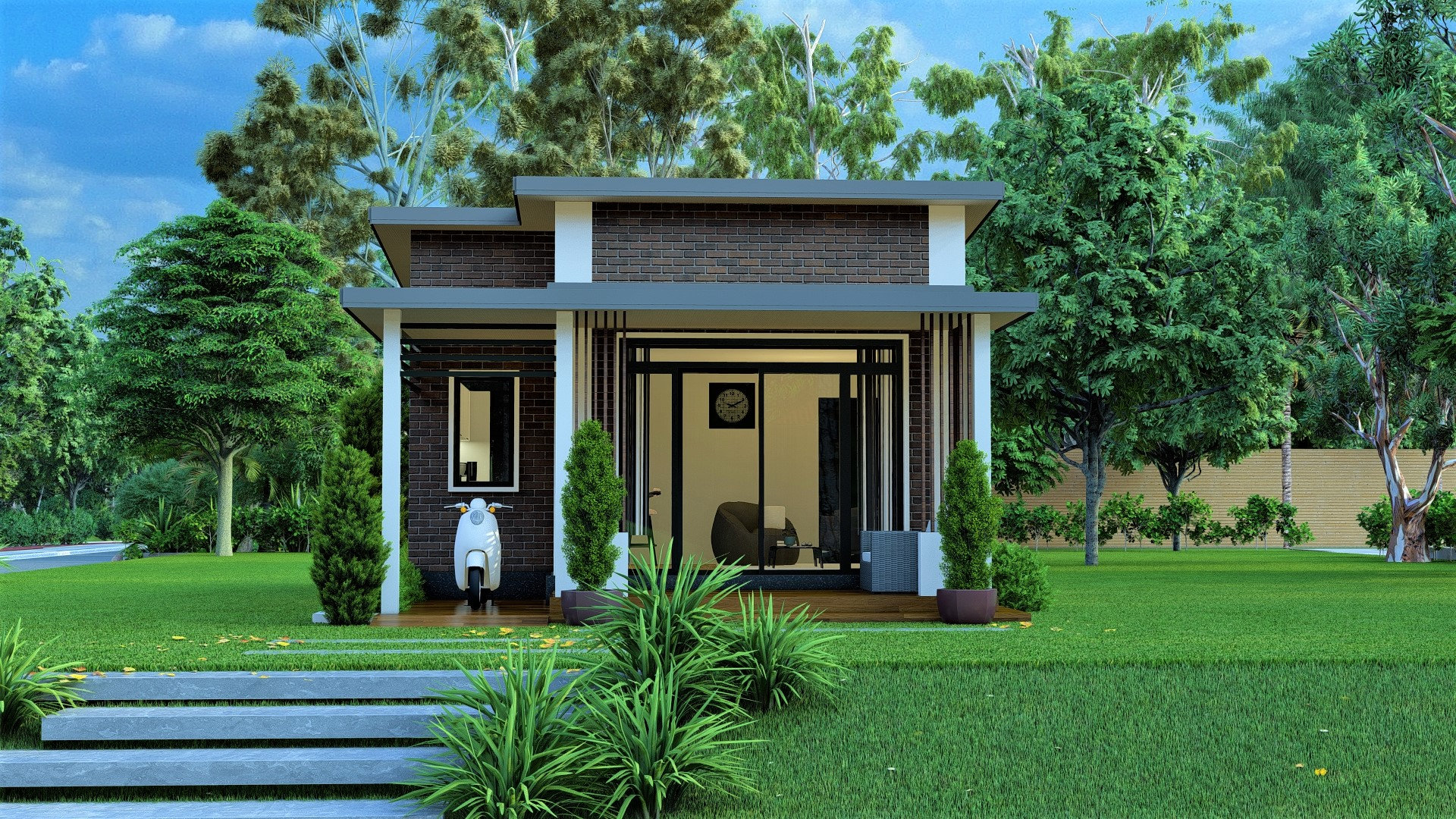 Custom granny's modern tiny house plan 543 square feet 1 bedroom & 1 bath with free CAD file