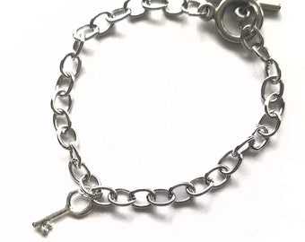 Pulseira de corrente com pingente de chave, pulseira de pingente de coração, pulseiras de amizade, verdadeira beleza inspirada em Kdrama, presente de dia dos namorados, aniversário