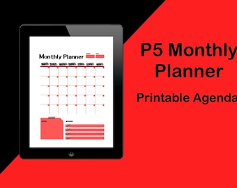 P5 Monthly Planner, Instant download, Printable digital planner