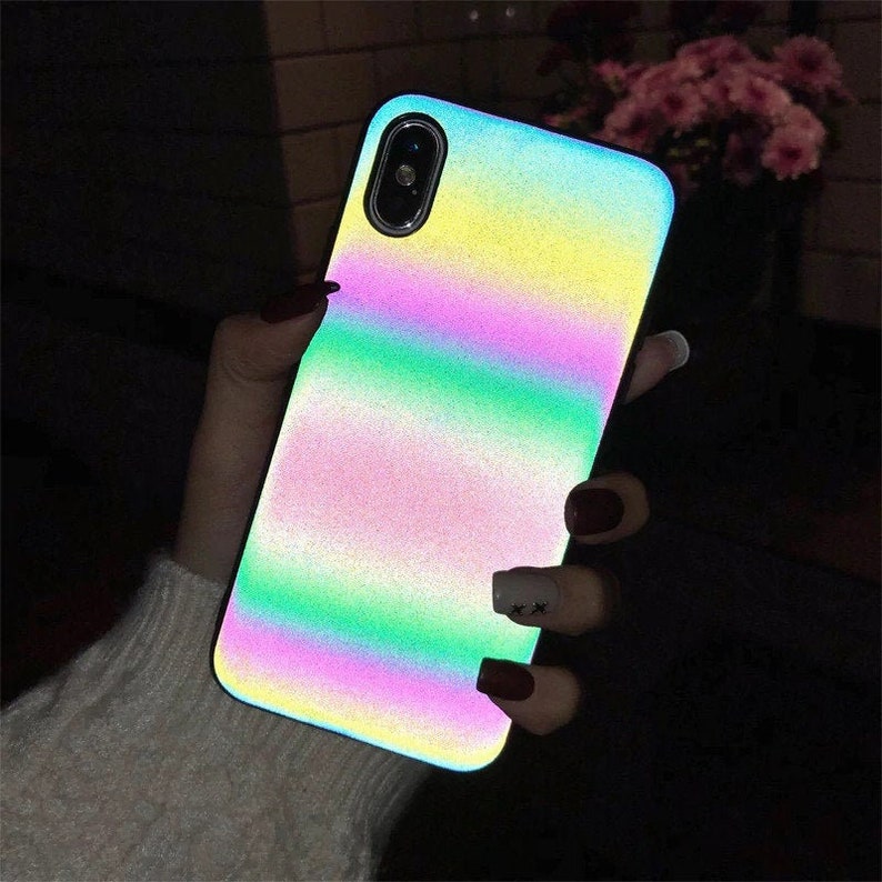 Luminous Holographic Light Up Phone Case Rainbow Phone Case Etsy