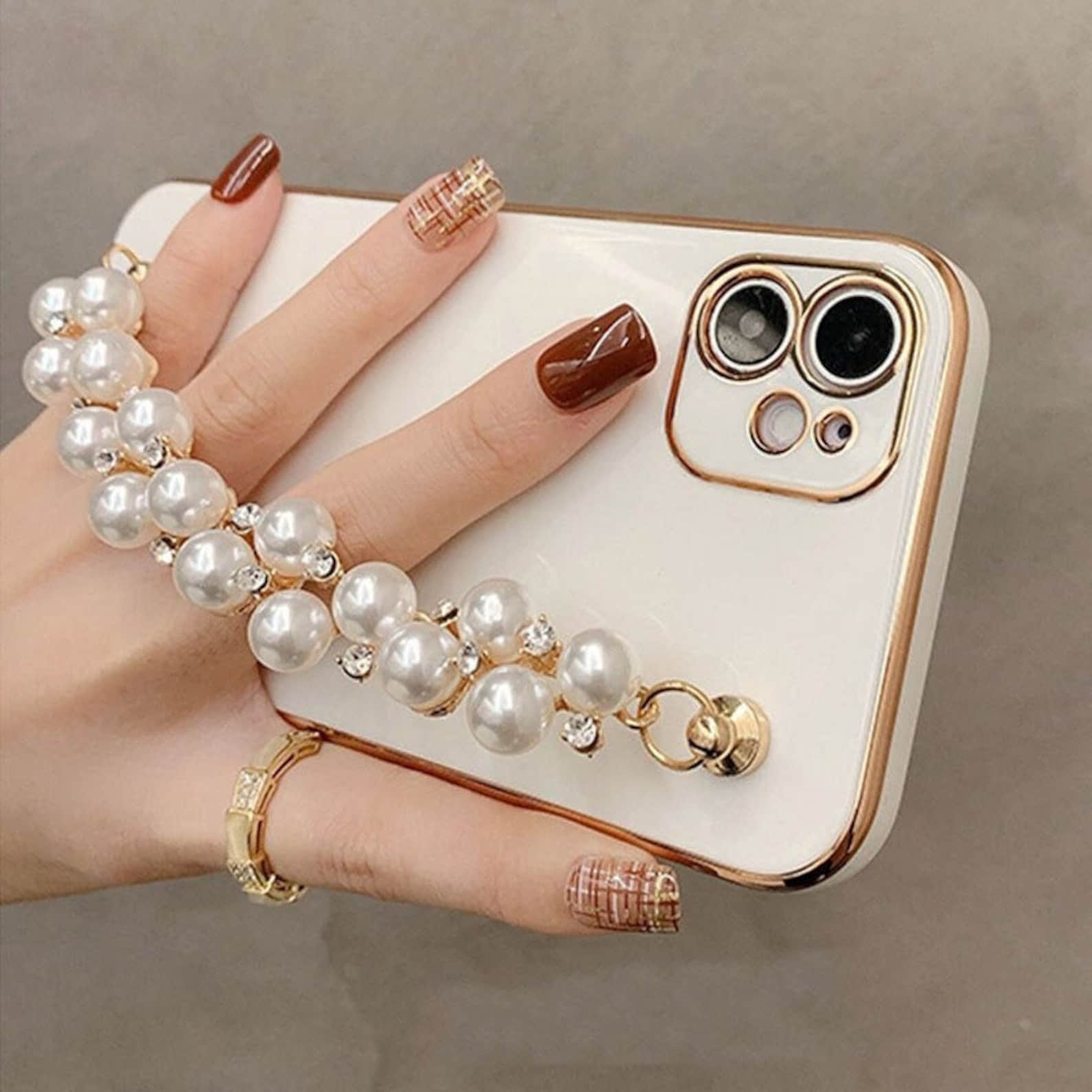 Pearl Wrist Strap iPhone Case with Wrist Chain Holder Phone Etsy