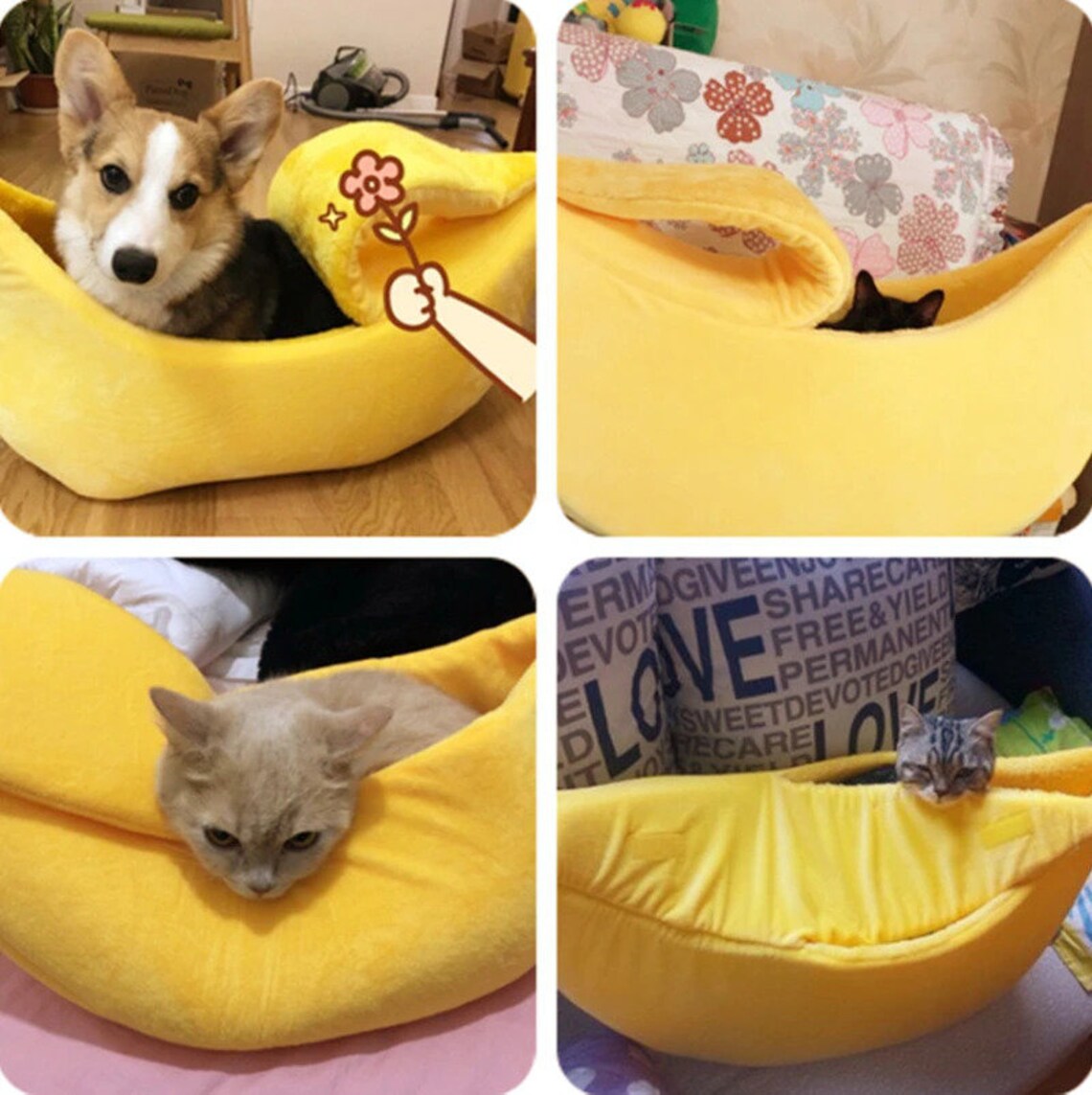 Cute Banana Cat Bed Funny Banana Cat House Cute Cozy Cat Mat Etsy