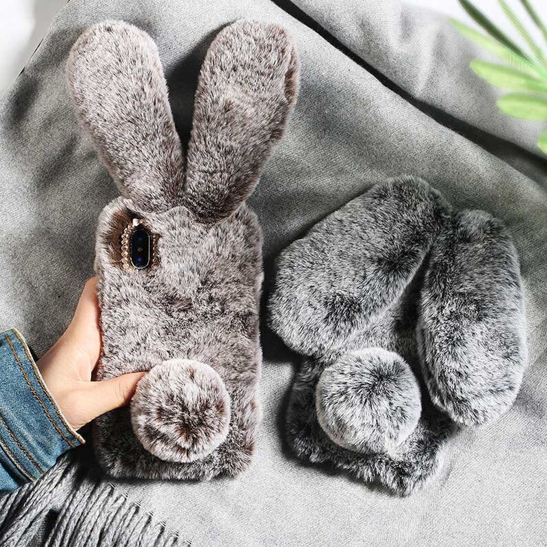 Fluffy Rabbit Phone Case for iPhone 12 Pro XS Max XR X 11 Pro Etsy