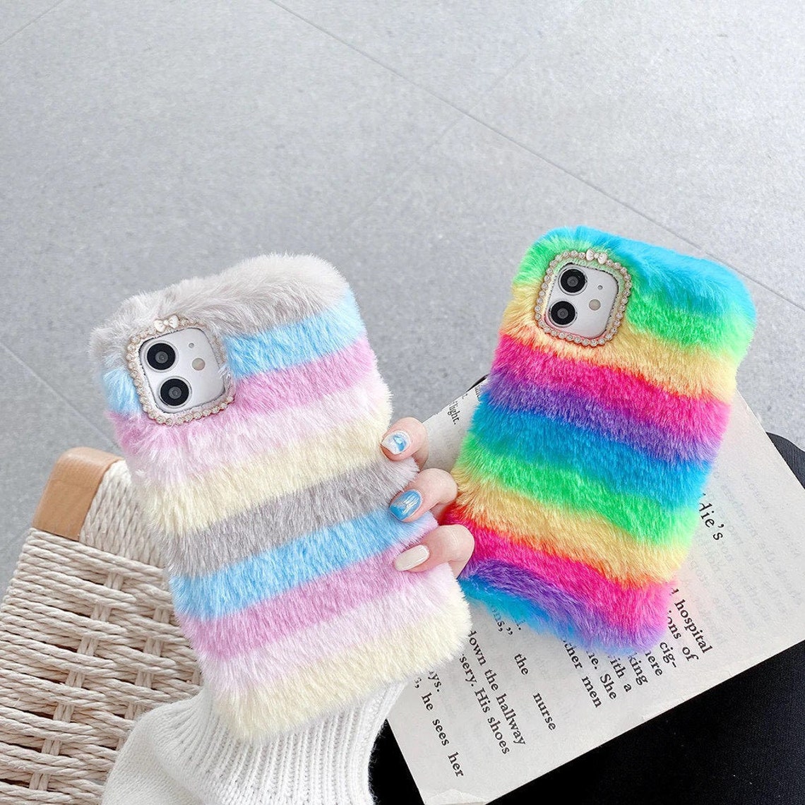 Plush Phone Case Furry Rainbow Case Fluffy iPhone Imitation Etsy