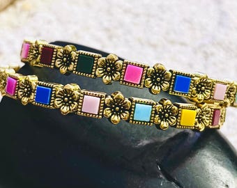 Flower Geometric Bangles, Colourful, Rainbow