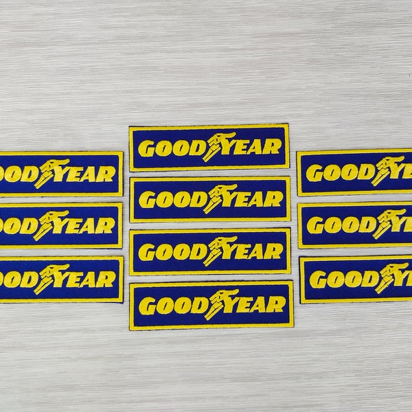 10 pcs GOODYEAR Motor Racing Car Motorcycle Riders Embroidered Patches Iron or Sew on Jacket, Shirt, Bag, Hat, Jeans