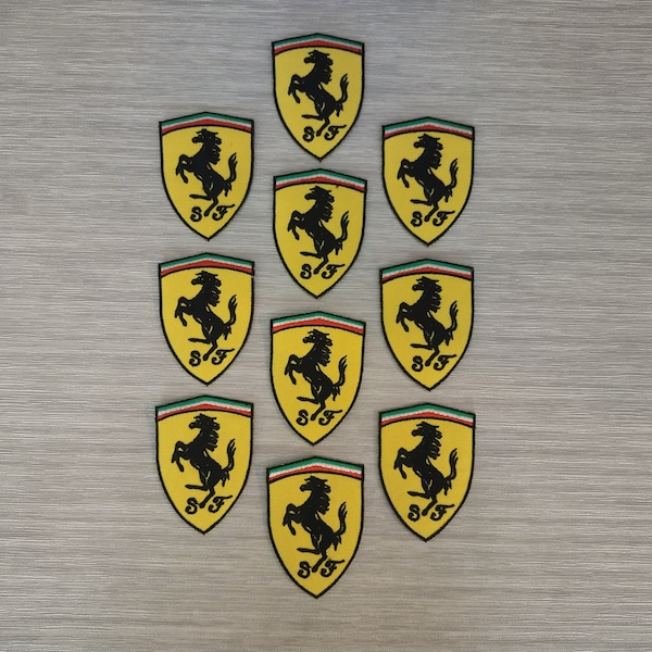 10 pcs Scuderia Ferrari F1 Team Racing Car Luxury Cars Embroidered Patches Iron or Sew For Back Jacket, Shirt, Bag, Hat, Jeans