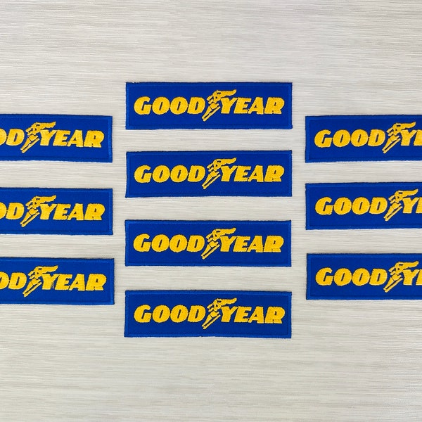 10 pcs GOODYEAR Embroidered Patches Iron or Sew For Back Motor Racing Car Motorcycle Riders For Jacket, Shirt, Bag, Hat, Jeans
