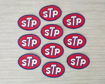 10 pcs STP Motor Oil Motorcycles Sports Car Embroidered Patches Iron or Sew on Jacket, Shirt, Bag, Hat, Jeans