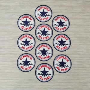 10 pcs CONVERSE ALL STAR Size 2.7 inch Embroidered Patches Iron or Sew For Back  For Jacket, Shirt, Bag, Hat, Jeans, Cloth,