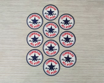 10 pcs CONVERSE ALL STAR Size 2.7 inch Embroidered Patches Iron or Sew For Back  For Jacket, Shirt, Bag, Hat, Jeans, Cloth,