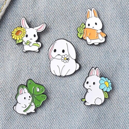 Cute Bunny Rabbit Enamel Pins / Cute Enamel Pins / Lapel Pin / Etsy