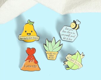 Cute Plant Pun Enamel Pins / Cute Enamel Pins / Lapel pin / Funny Fruit Pun pin / Enamel Pins / Funny Pins / Funny Badges / Punk Pins /