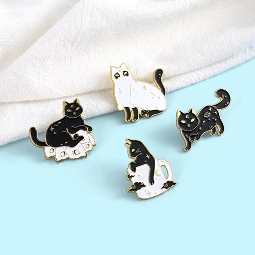 Funny Cat & Fish Enamel Pins / Cute Enamel Pins / Lapel Pin / - Etsy