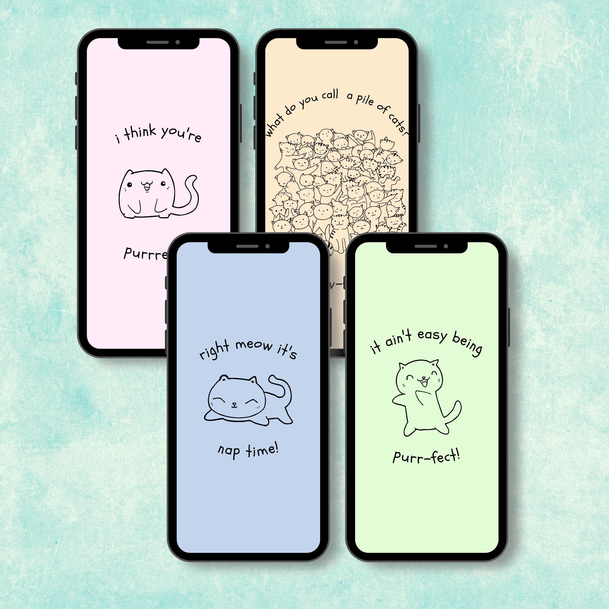 Cute Cat Phone Wallpaper Funny Cat Design Iphone - Etsy Canada