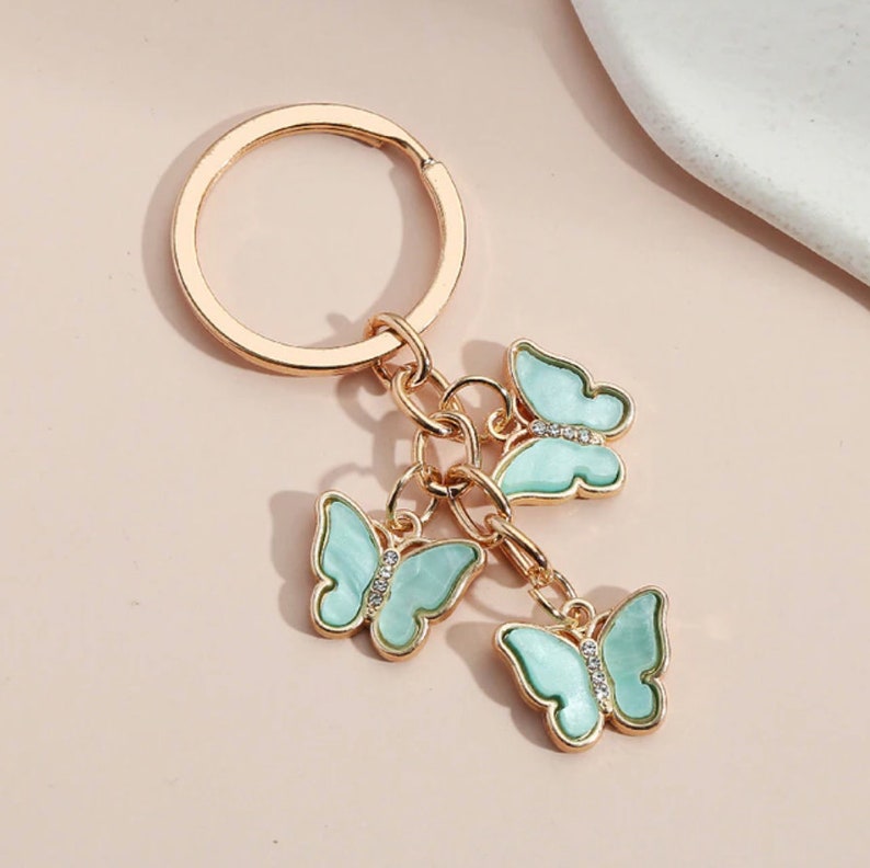 Green Butterfly Enamel Keychain / Cute Enamel Keyring / Etsy