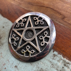 Vintage Pentacle Incense and Cone Holder - 3.5&quot; Round, Sacred space accessories Mystical home decor Witchy decor - Pagan accessories