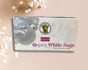 Nandita Organic White Sage Premium Masala Incense Hand-rolled  Incense Sticks Incense For Aromatherapy, Purification, Meditation, Yoga