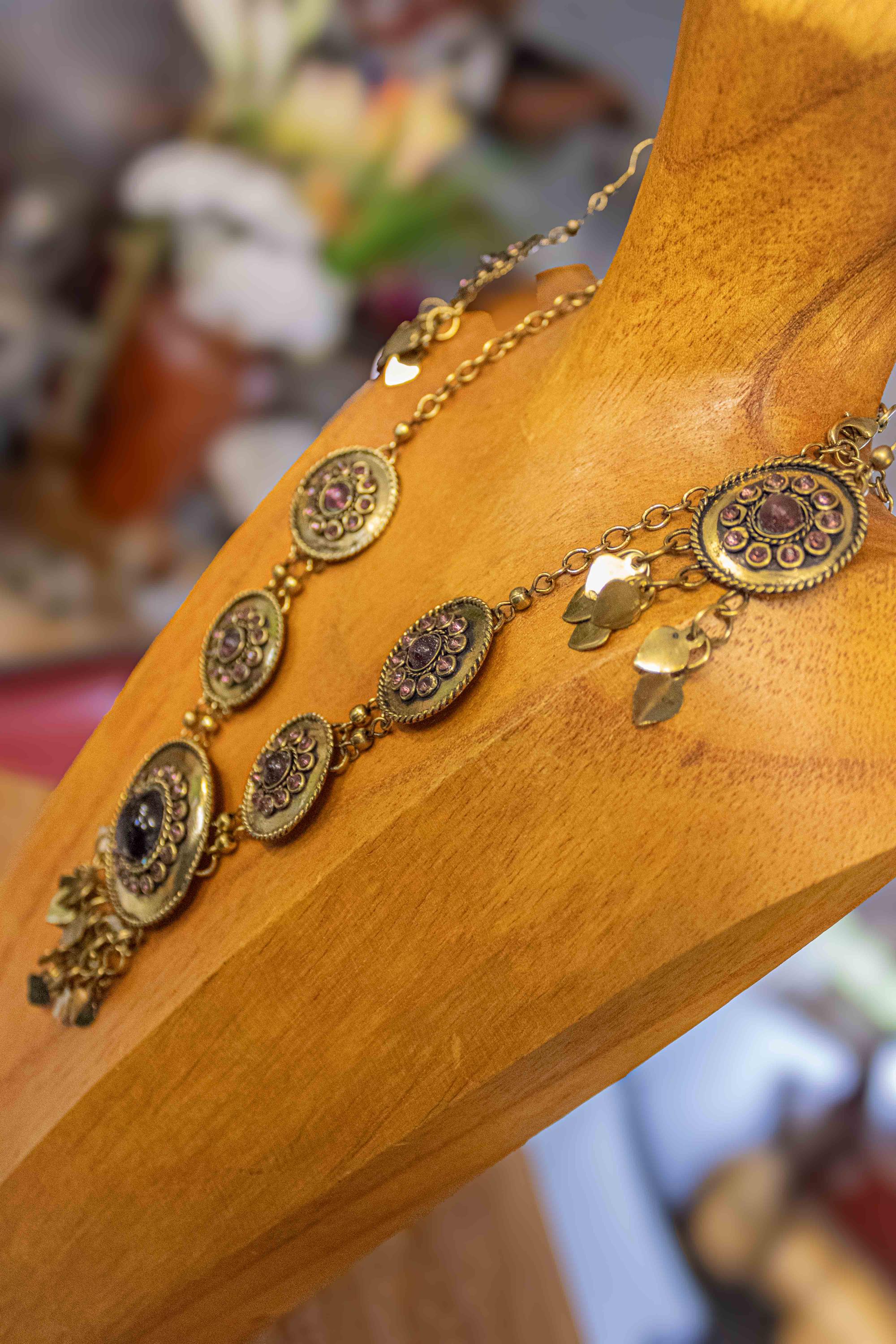 新品未使用　ガラス　真鍮　ネックレス ガラスのジュエリー 水玉インジゴドロップS ネックレス 手作りガラス