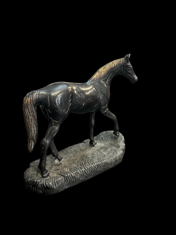 サイン入りヴィンテージブロンズ馬の置物、1900年代初頭のアンティーク
