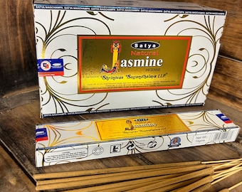 Satya Natural Jasmine Incense Sticks, Aromatherapy, Relaxation, Calming