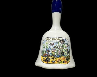 Campana vintage de porcelana fina de Florida, pintada a mano, tono dulce (4 pulgadas), coleccionable