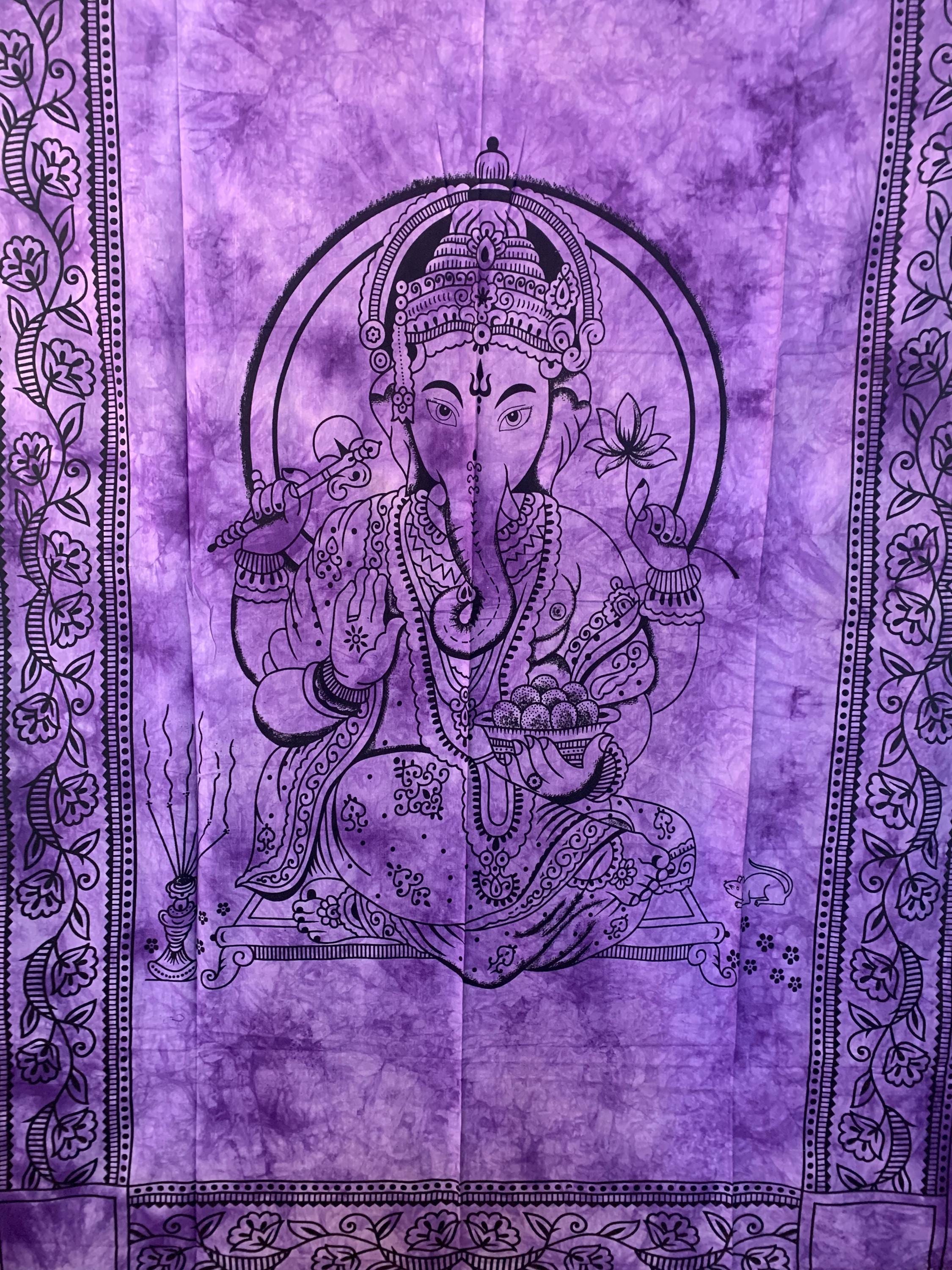 Tapisserie de coton Ganesha Batik fait main Divinité Dieu Shiva Inde