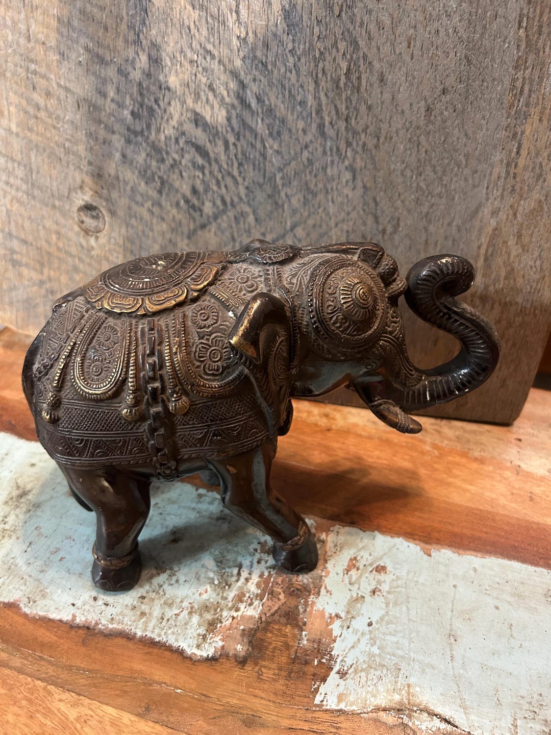 Antique 150-year-old Indian Bronze Elephant Statue Large 11