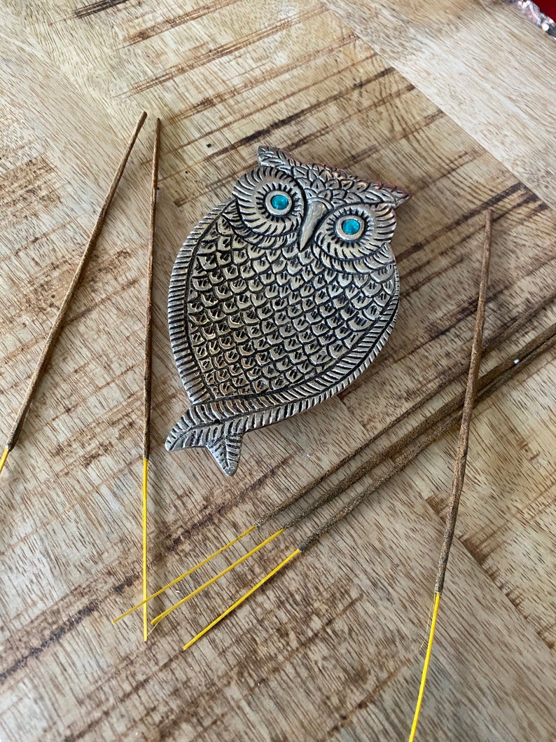 Owl Incense Holder Mandala Incense Burner Unique Metal Etsy