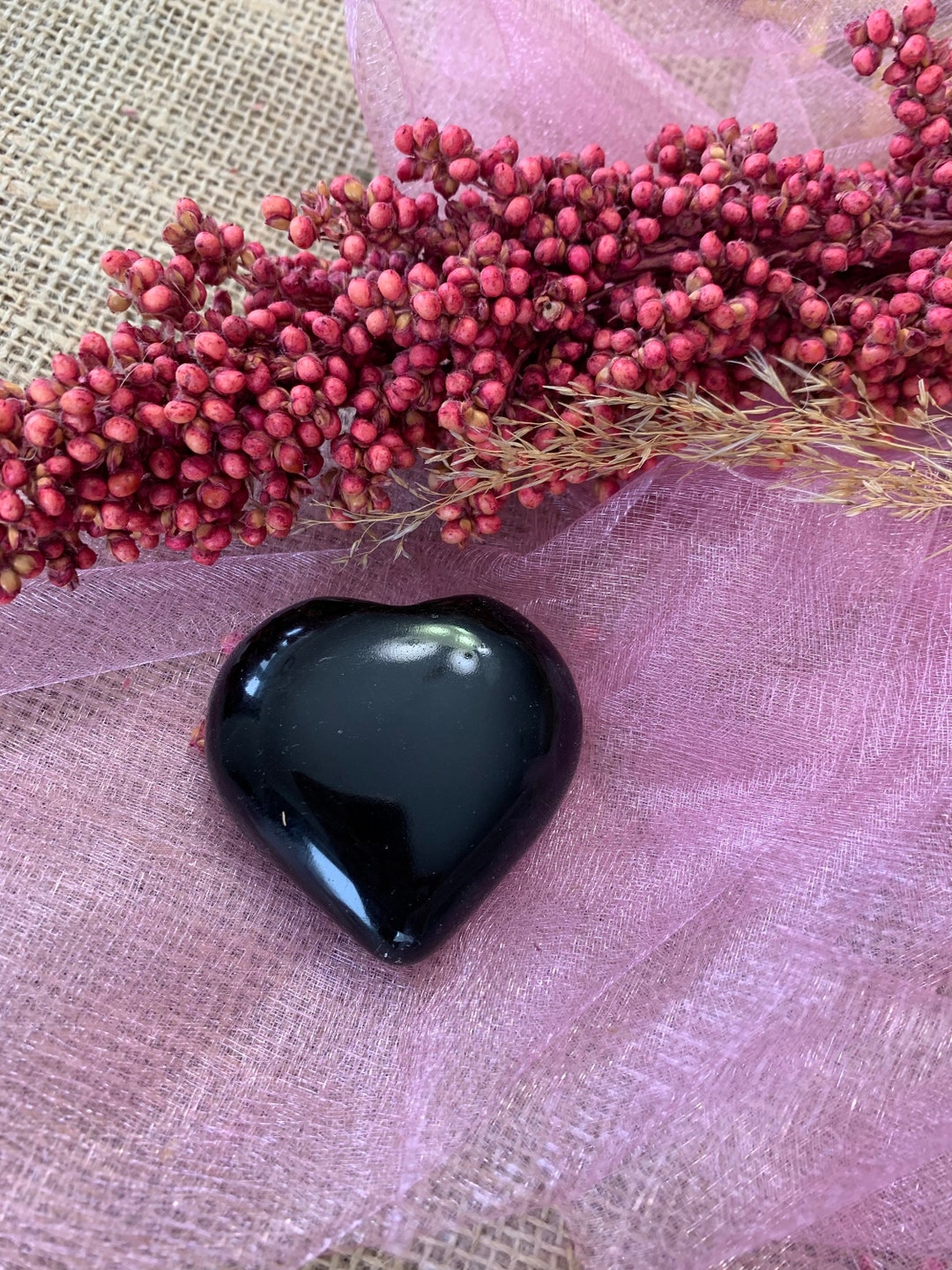 Black Obsidian Heart Crystal Obsidian Heart Heart Healing Stone ...