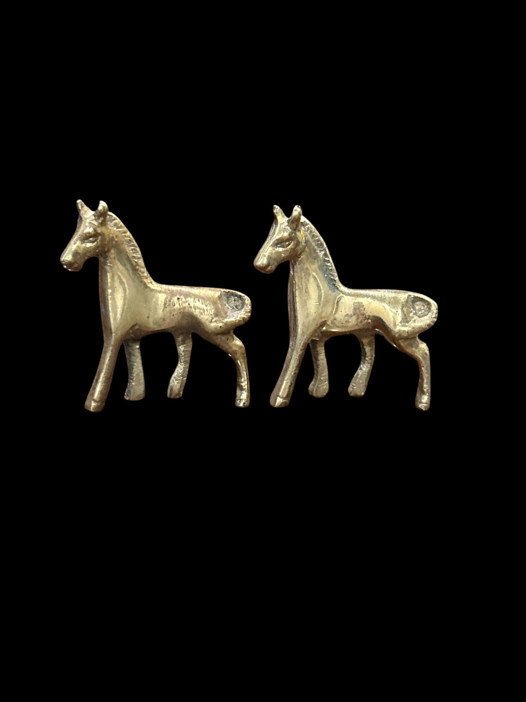 ヴィンテージ真鍮製馬の置物 - 1900年代初頭のアンティーク装飾、2個
